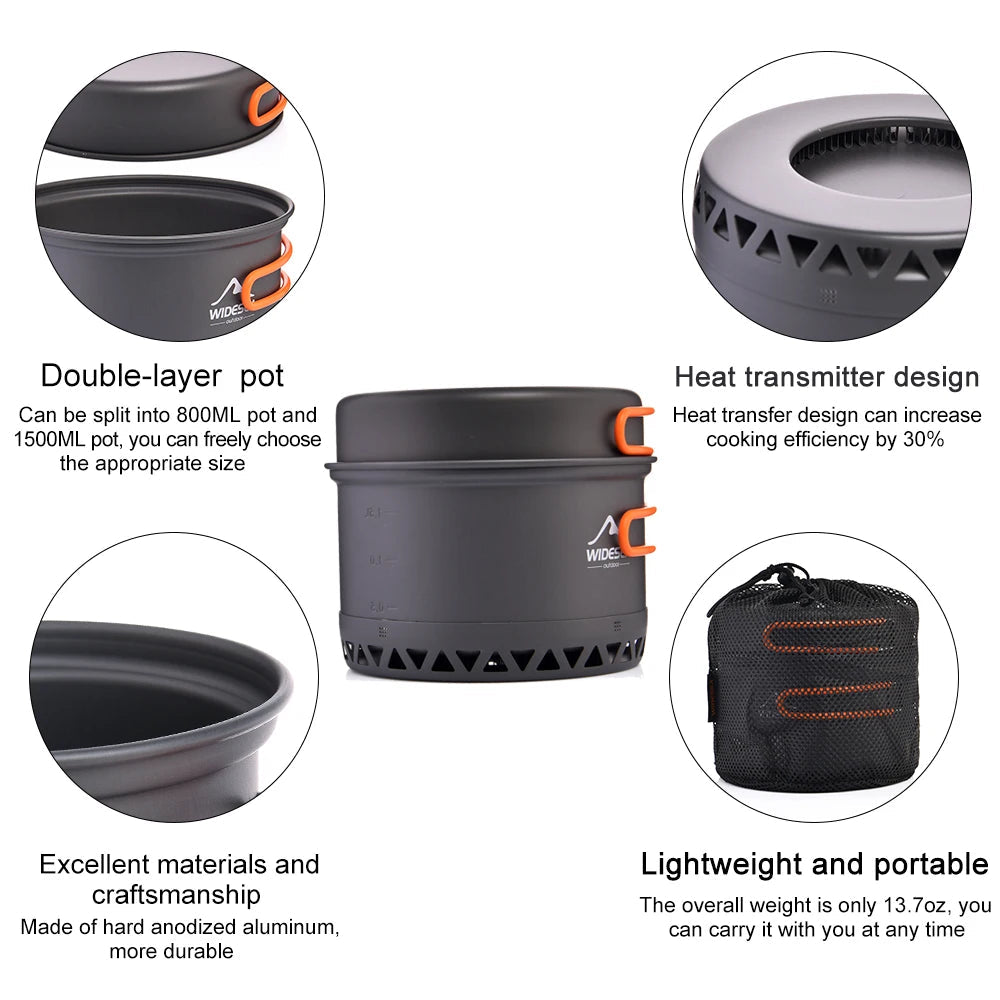 1.3L Camping Cookware Set – Outdoor Pot & Kettle for Travel, Hiking, and Cooking - Making Camp - Outdoor Equipment