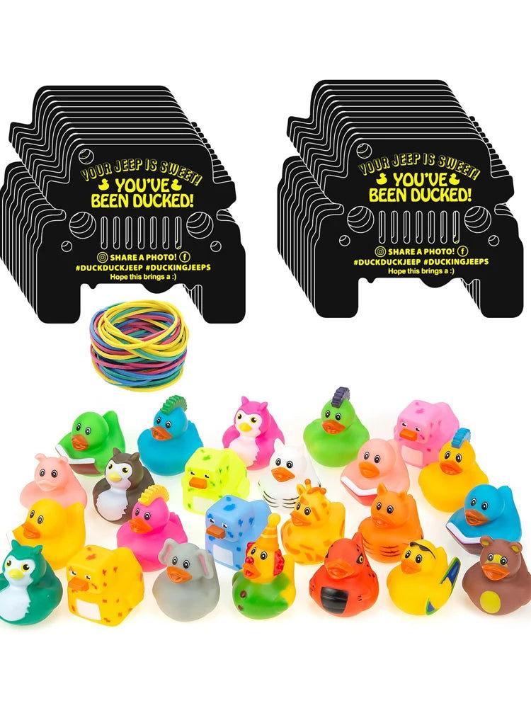 24-Pack Yellow Rubber Ducks with Tags & Bands – Black Jeep Die-Cut Set - Making Camp - Outdoor Equipment