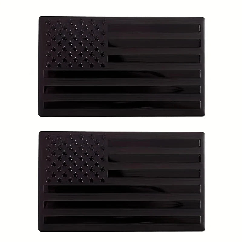 3D Black American Flag Decal 2pcs – 5" x 3" Emblem for Cars, Trucks, & Motorcycles - Making Camp - Outdoor Equipment