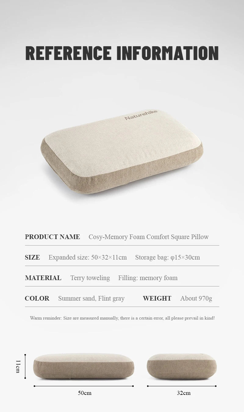 Memory Foam Comfort Pillow – Portable Square Camping and Travel Pillow with Easy Storage - Making Camp - Outdoor Equipment