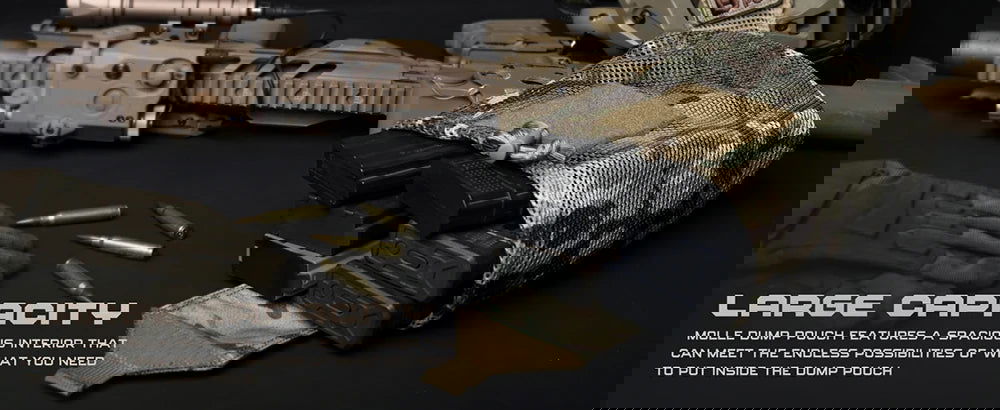 Tactical MOLLE Roll-Up Dump Pouch – Folding Drawstring Utility Waist Bag for Hunting & EDC - Making Camp - Outdoor Equipment