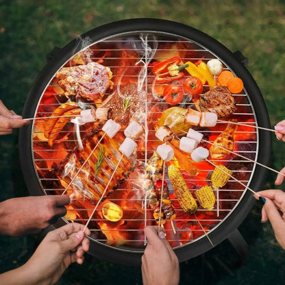 21-Inch Portable Folding Steel Fire Pit with Carrying Bag and BBQ Grill for Outdoor Use - Making Camp - Outdoor Equipment