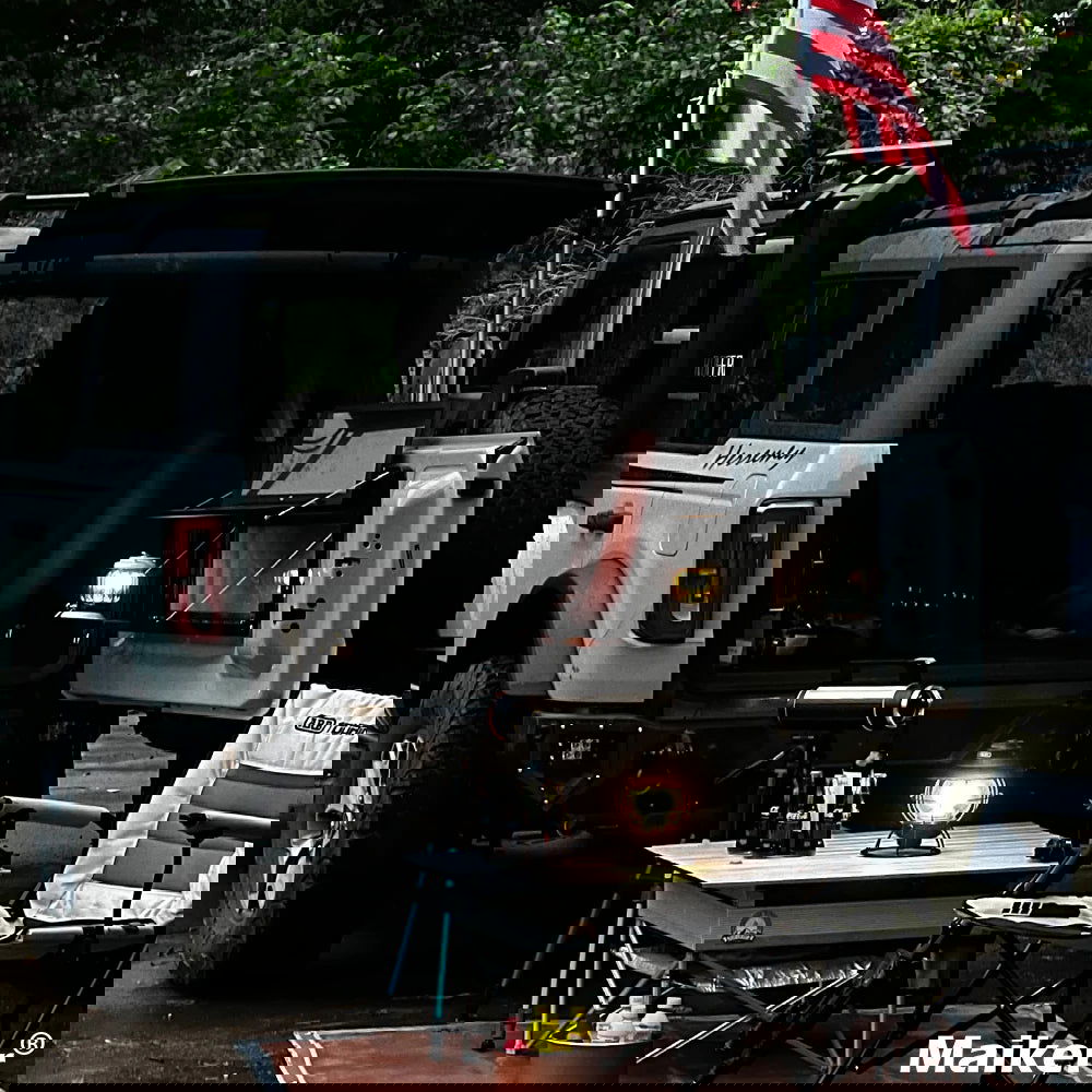 Aluminum Foldable Tailgate Table – Double Rear Door Cargo Shelf for JK/JL - Making Camp - Outdoor Equipment