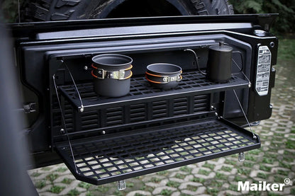 Aluminum Foldable Tailgate Table – Double Rear Door Cargo Shelf for JK/JL - Making Camp - Outdoor Equipment