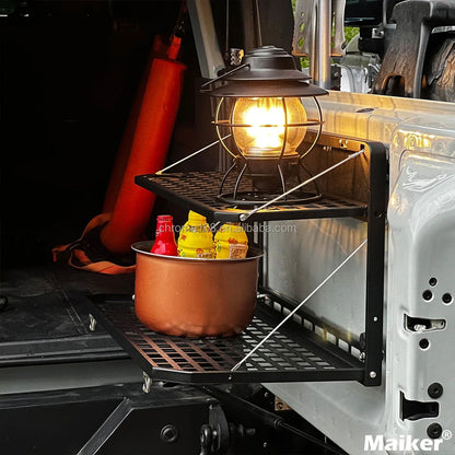 Aluminum Foldable Tailgate Table – Double Rear Door Cargo Shelf for JK/JL - Making Camp - Outdoor Equipment