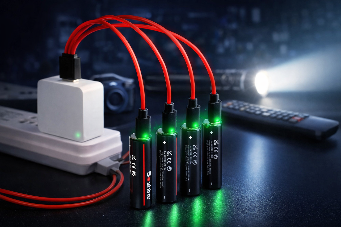 AA Rechargeable Lithium Batteries – 1200 Cycles, Type-C with USB Cable