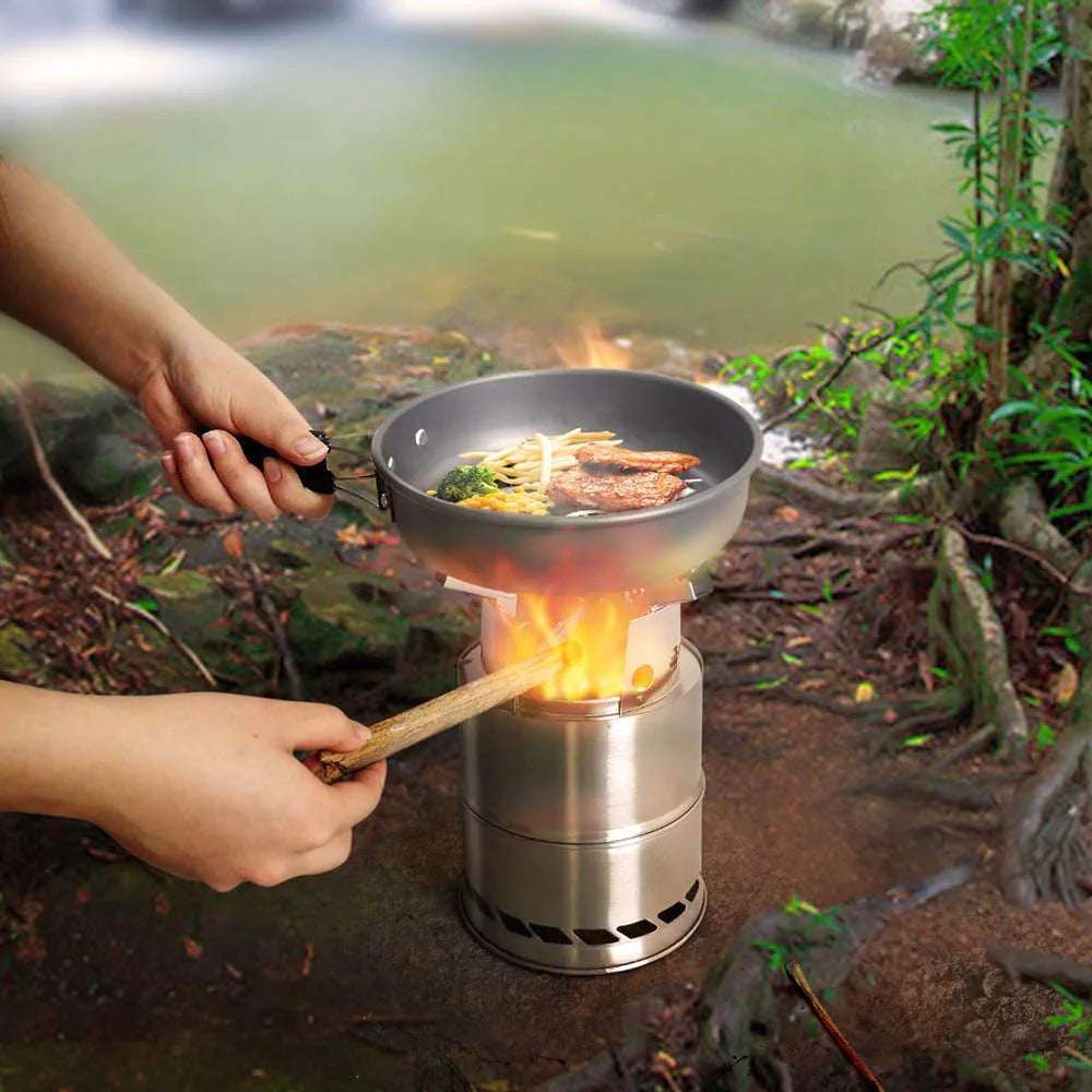 Portable Stainless Steel Wood-Burning Camp Stove