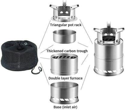 Portable Stainless Steel Wood-Burning Camp Stove