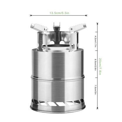 Portable Stainless Steel Wood-Burning Camp Stove