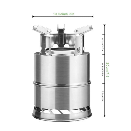 Portable Stainless Steel Wood-Burning Camp Stove