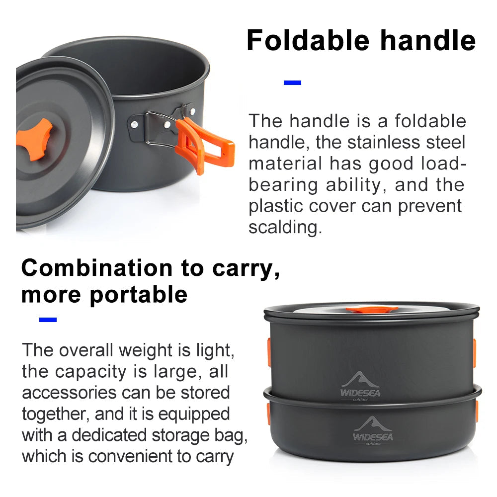 Portable Camping Cookware Set – Nonstick Kettle, Frying Pan, and Bowl for Outdoor Cooking, Hiking, and Picnics - Making Camp - Outdoor Equipment