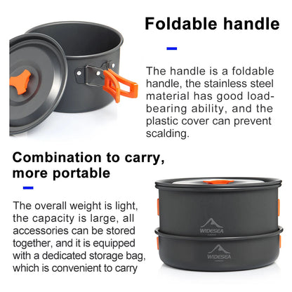 Portable Camping Cookware Set – Nonstick Kettle, Frying Pan, and Bowl for Outdoor Cooking, Hiking, and Picnics - Making Camp - Outdoor Equipment