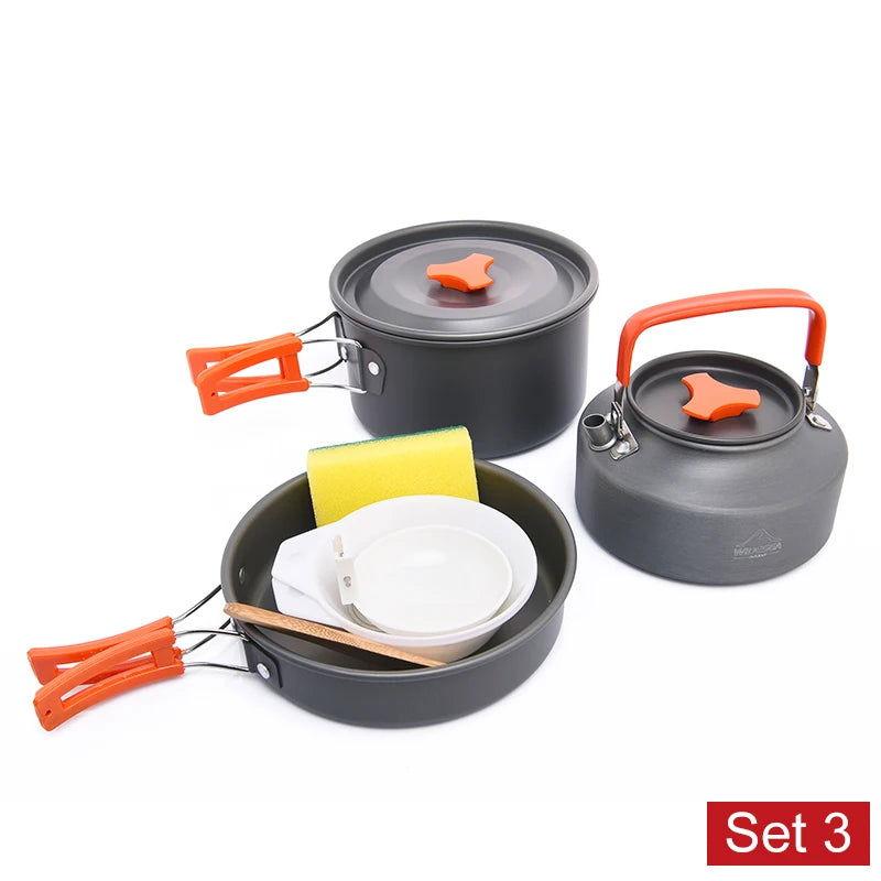 Portable Camping Cookware Set – Nonstick Kettle, Frying Pan, and Bowl for Outdoor Cooking, Hiking, and Picnics - Making Camp - Outdoor Equipment