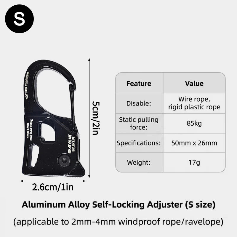 Self-Locking Tent Rope Tensioner