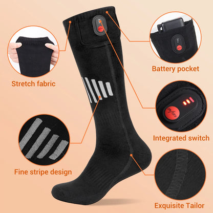 Rechargeable Heated Socks – Winter Thermal Foot Warmers for Skiing & Outdoor Sports