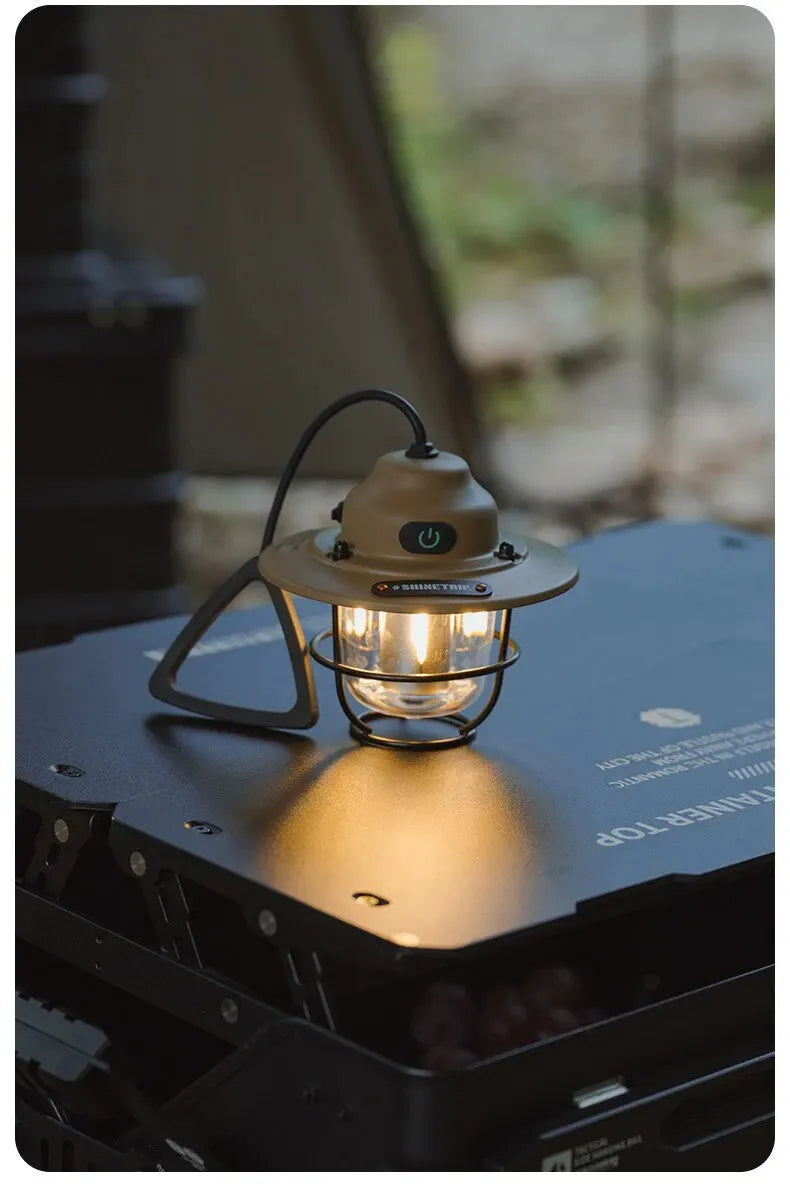 Vintage-Style Rechargeable Pendant Light – Portable Camping Ambient Light with Long Battery Life