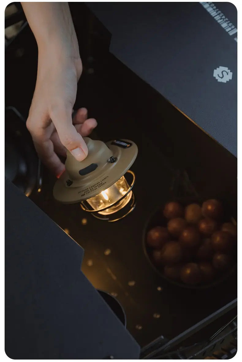 Vintage-Style Rechargeable Pendant Light – Portable Camping Ambient Light with Long Battery Life