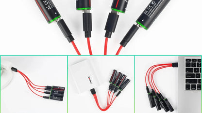 AA Rechargeable Lithium Batteries – 1200 Cycles, Type-C with USB Cable