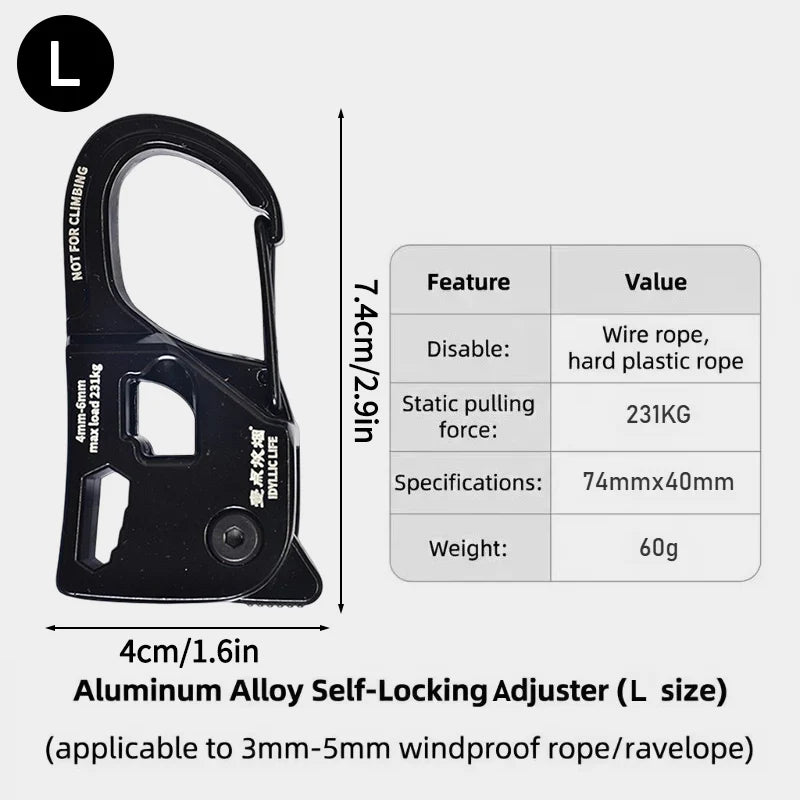 Self-Locking Tent Rope Tensioner
