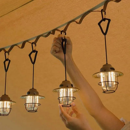 Vintage-Style Rechargeable Pendant Light – Portable Camping Ambient Light with Long Battery Life