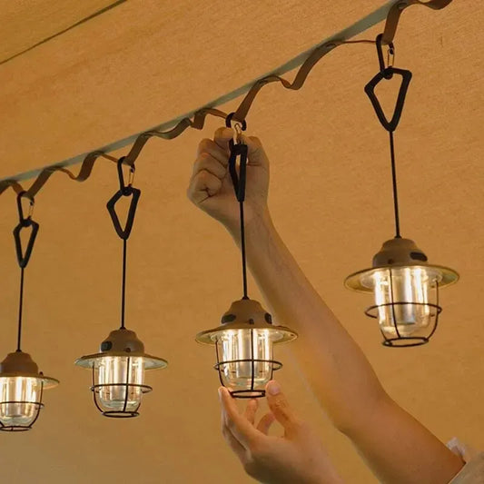 Vintage-Style Rechargeable Pendant Light – Portable Camping Ambient Light with Long Battery Life