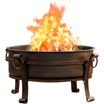 36-Inch 3-in-1 Fire Pit with Grill & Lid – Heavy-Duty Wood-Burning Outdoor Fireplace & BBQ Table