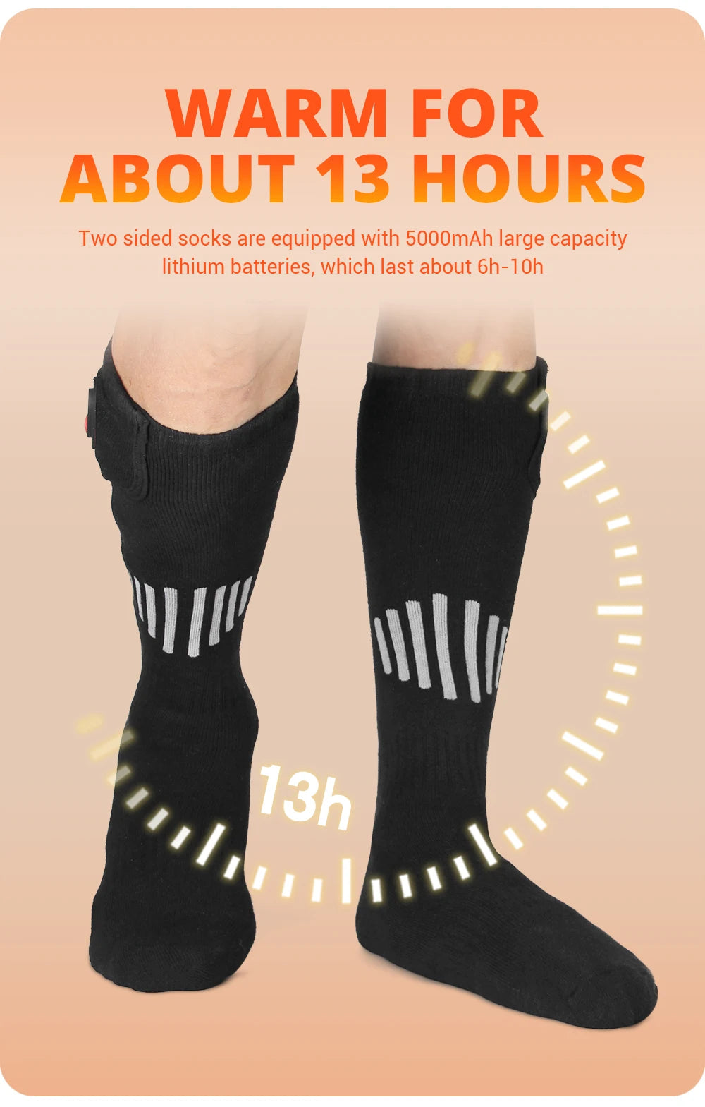 Rechargeable Heated Socks – Winter Thermal Foot Warmers for Skiing & Outdoor Sports