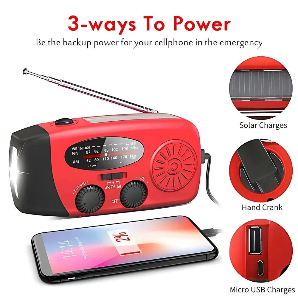 Solar Hand-Crank Emergency Weather Radio