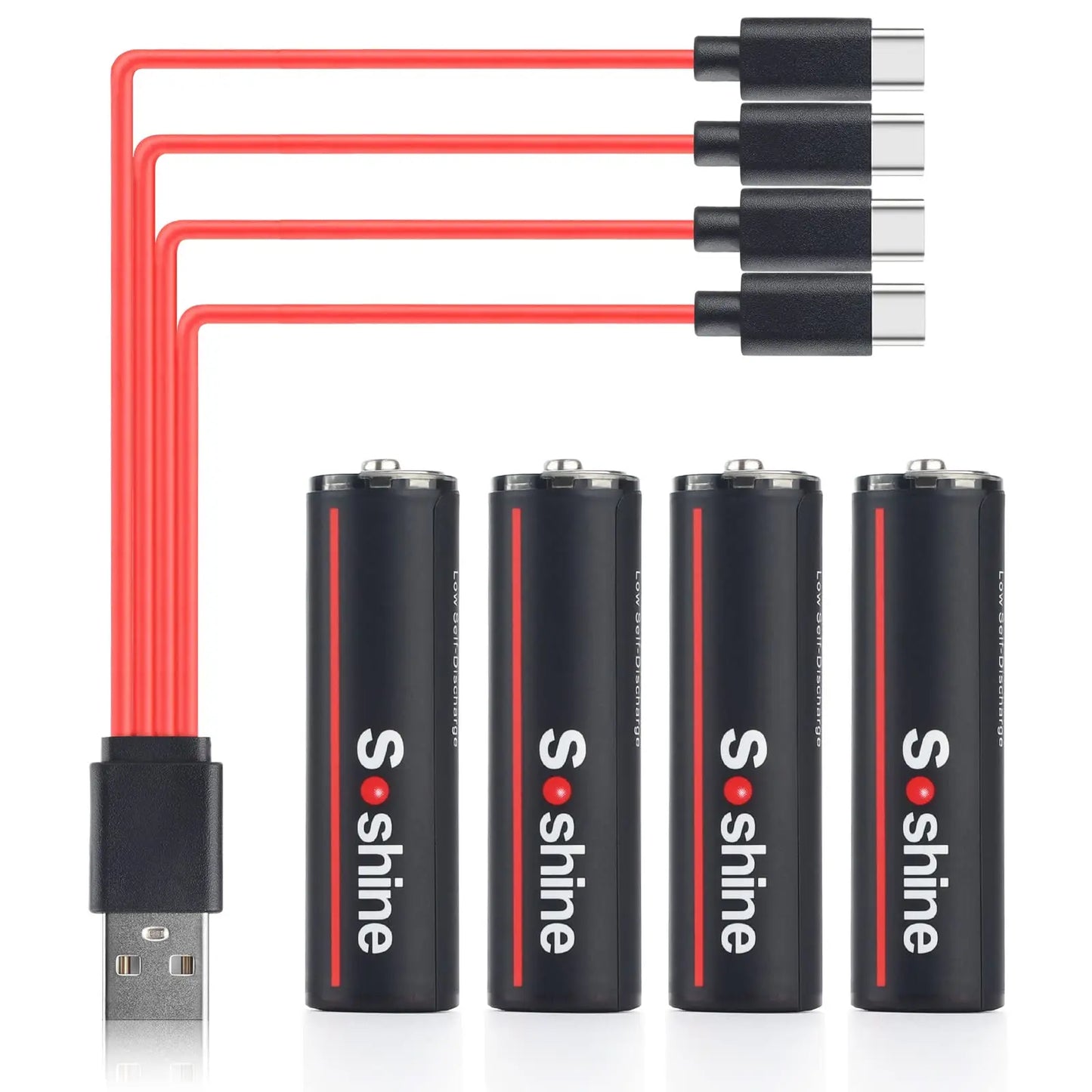 AA Rechargeable Lithium Batteries – 1200 Cycles, Type-C with USB Cable