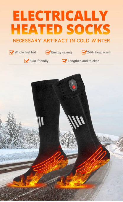 Rechargeable Heated Socks – Winter Thermal Foot Warmers for Skiing & Outdoor Sports