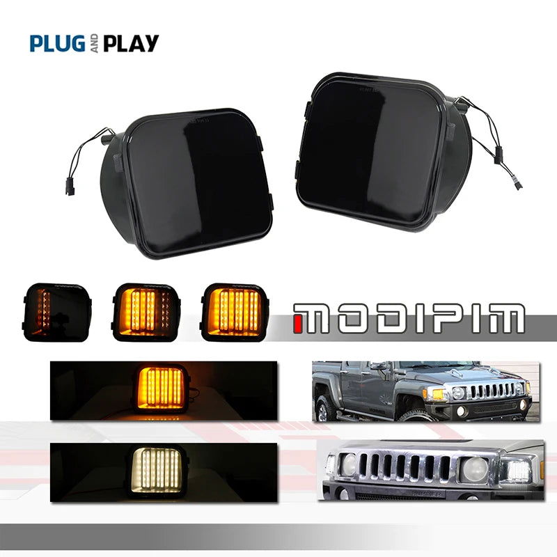 Sequential LED Turn Signal & DRL Lights – Amber/White for 2006-2010 Hummer H3/H3T - Making Camp - Outdoor Equipment