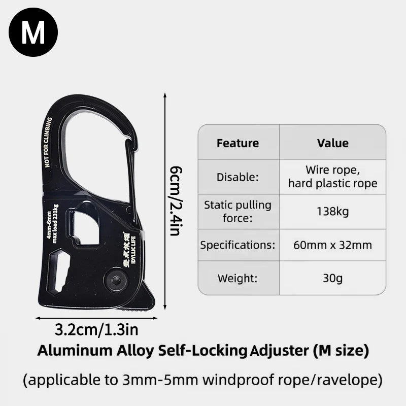 Self-Locking Tent Rope Tensioner