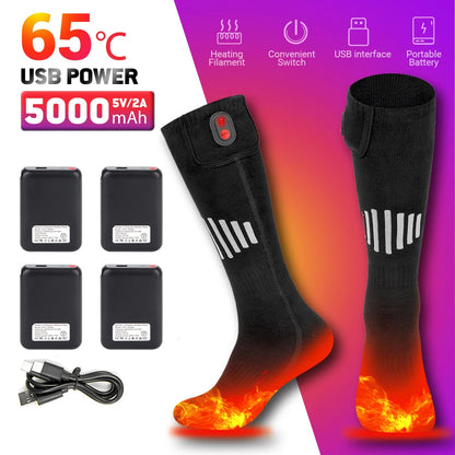 Rechargeable Heated Socks – Winter Thermal Foot Warmers for Skiing & Outdoor Sports