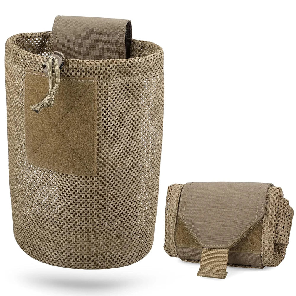 Tactical MOLLE Roll-Up Dump Pouch – Folding Drawstring Utility Waist Bag for Hunting & EDC - Making Camp - Outdoor Equipment